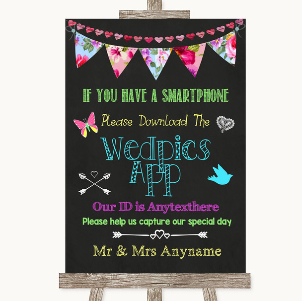 Bright Bunting Chalk Wedpics App Photos Personalised Wedding Sign