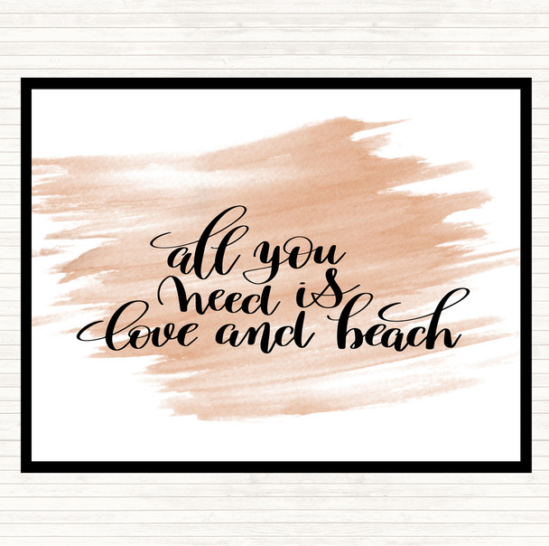 Watercolour All You Need Is Love And Beach Quote Mouse Mat Pad