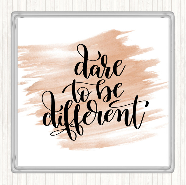 Watercolour Dare To Be Different Quote Drinks Mat Coaster