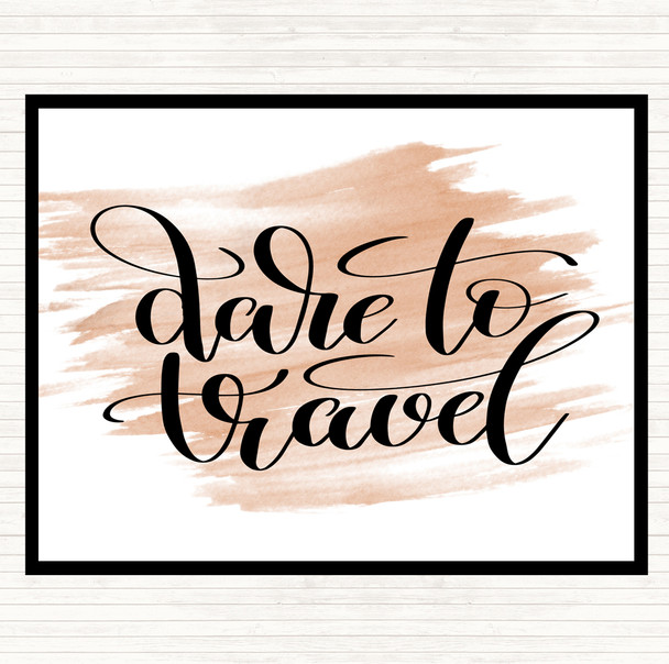 Watercolour Dare To Travel Quote Mouse Mat Pad