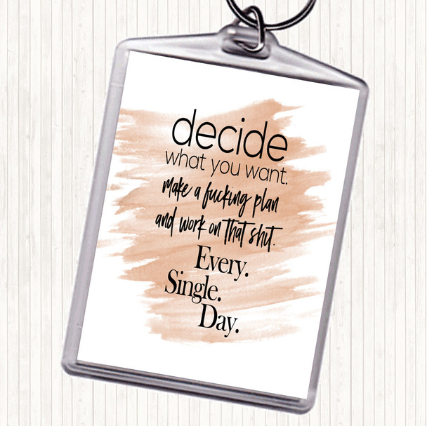 Watercolour Decide What You Want Quote Bag Tag Keychain Keyring