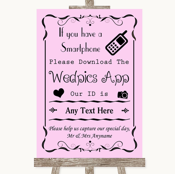 Pink Wedpics App Photos Personalised Wedding Sign