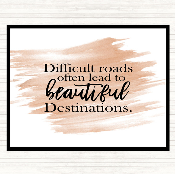 Watercolour Difficult Roads Lead To Beautiful Destinations Quote Mouse Mat Pad