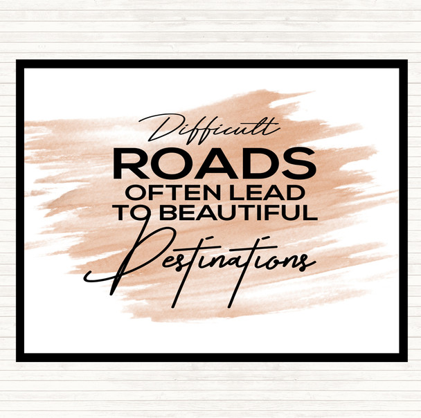 Watercolour Difficult Roads Quote Mouse Mat Pad