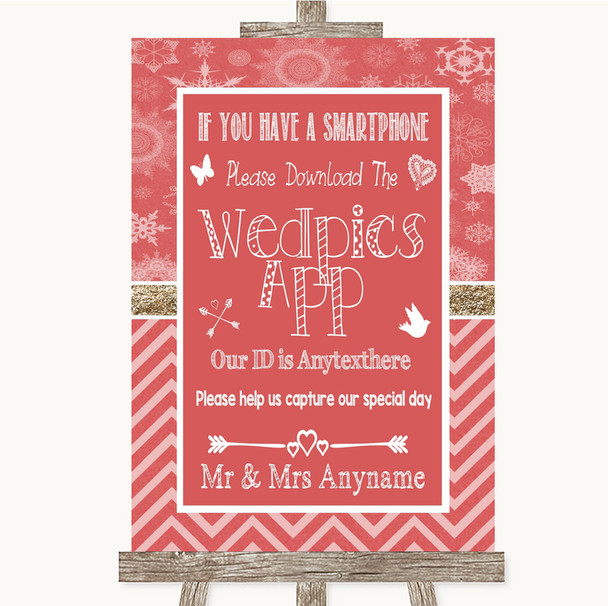 Red Winter Wedpics App Photos Personalised Wedding Sign