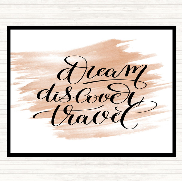 Watercolour Discover Travel Quote Mouse Mat Pad
