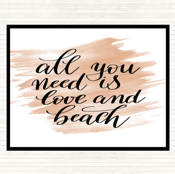 Watercolour All You Need Love And Beach Quote Mouse Mat Pad