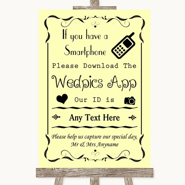 Yellow Wedpics App Photos Personalised Wedding Sign