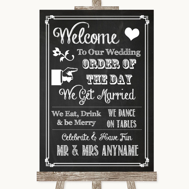 Chalk Sketch Welcome Order Of The Day Personalised Wedding Sign