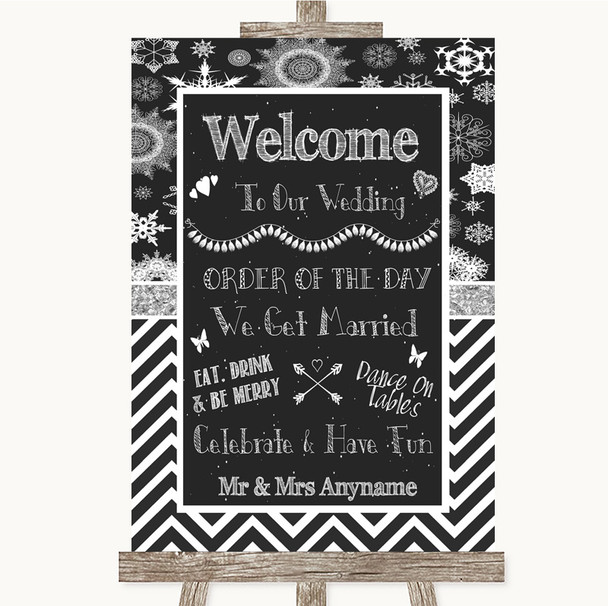 Chalk Winter Welcome Order Of The Day Personalised Wedding Sign