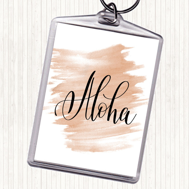 Watercolour Aloha Quote Bag Tag Keychain Keyring