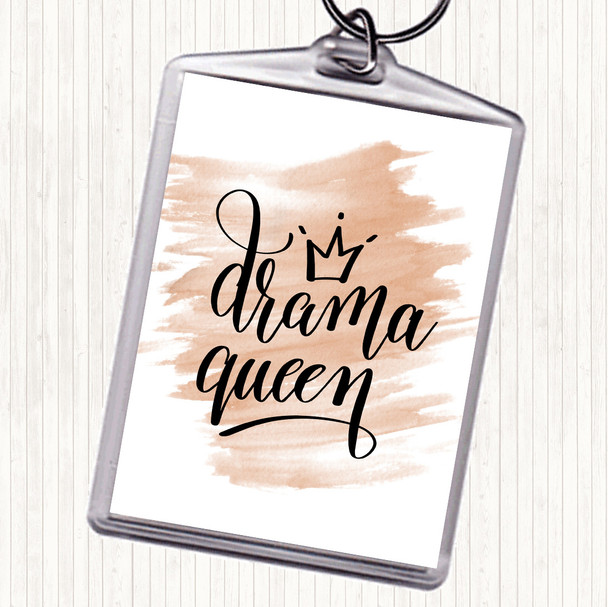 Watercolour Drama Queen Quote Bag Tag Keychain Keyring