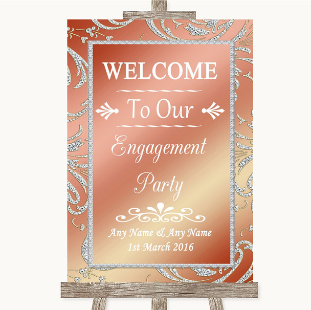 Coral Pink Welcome To Our Engagement Party Personalised Wedding Sign