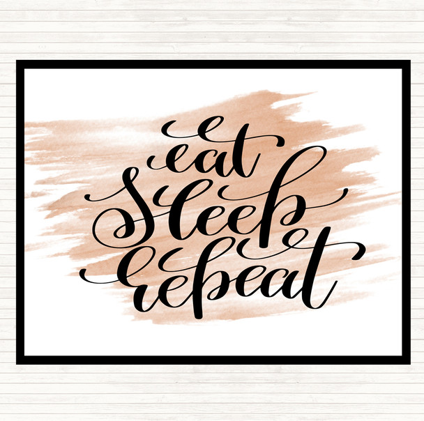 Watercolour Eat Sleep Repeat Quote Mouse Mat Pad