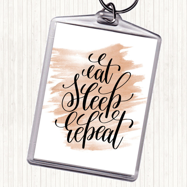 Watercolour Eat Sleep Repeat Quote Bag Tag Keychain Keyring