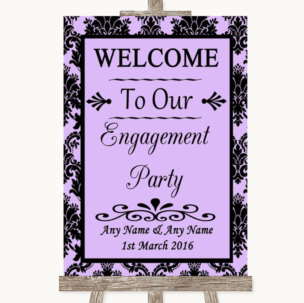 Lilac Damask Welcome To Our Engagement Party Personalised Wedding Sign