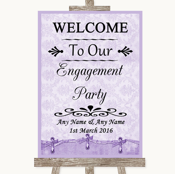 Lilac Shabby Chic Welcome To Our Engagement Party Personalised Wedding Sign