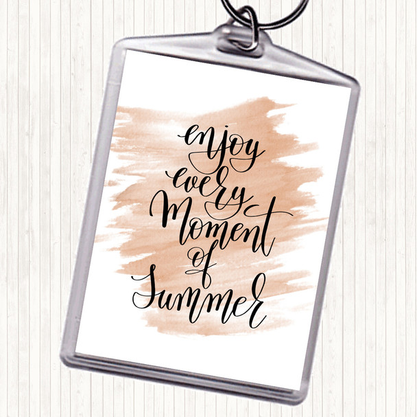 Watercolour Enjoy Summer Moment Quote Bag Tag Keychain Keyring