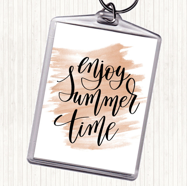 Watercolour Enjoy Summer Time Quote Bag Tag Keychain Keyring