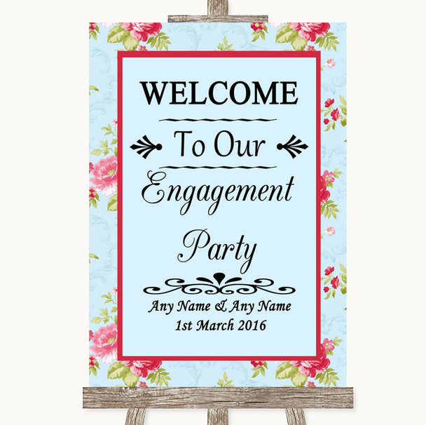 Shabby Chic Floral Welcome To Our Engagement Party Personalised Wedding Sign