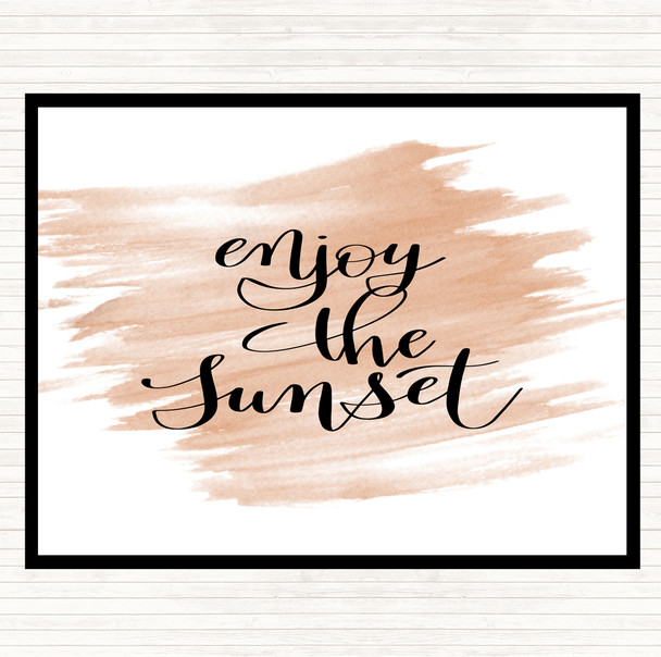 Watercolour Enjoy The Sunset Quote Mouse Mat Pad