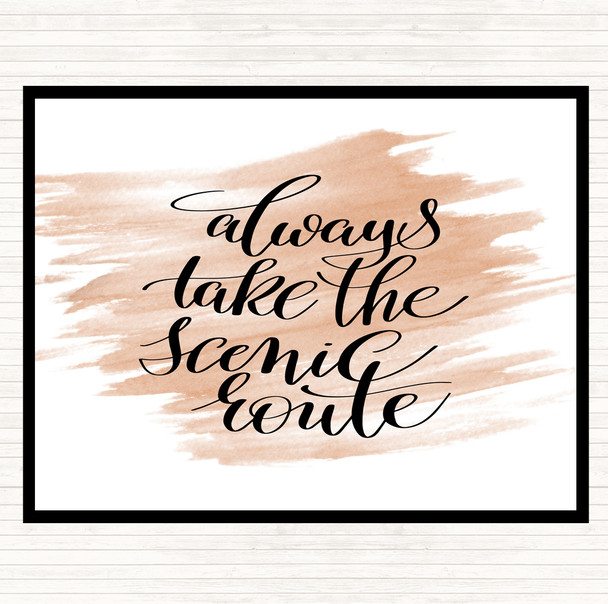 Watercolour Always Take Scenic Route Quote Mouse Mat Pad