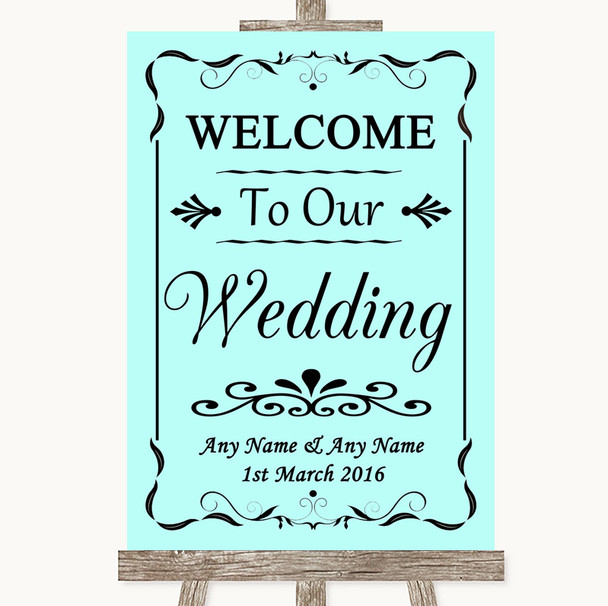 Aqua Welcome To Our Wedding Personalised Wedding Sign