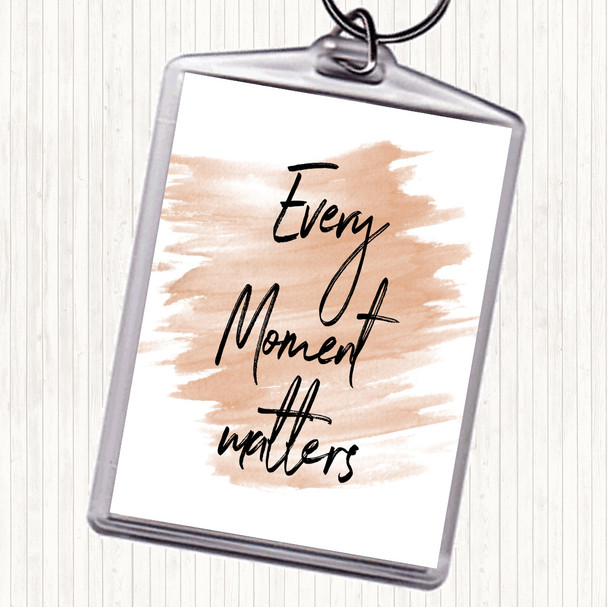 Watercolour Every Moment Matters Quote Bag Tag Keychain Keyring