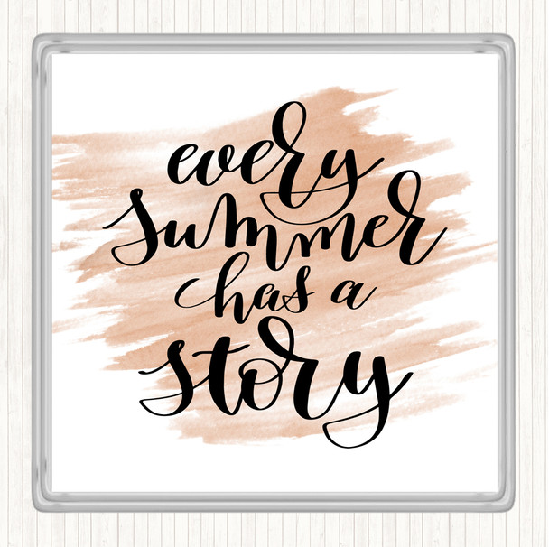 Watercolour Every Summer Has A Story Quote Drinks Mat Coaster