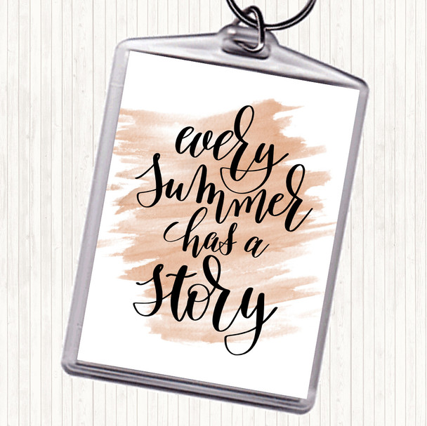 Watercolour Every Summer Has A Story Quote Bag Tag Keychain Keyring