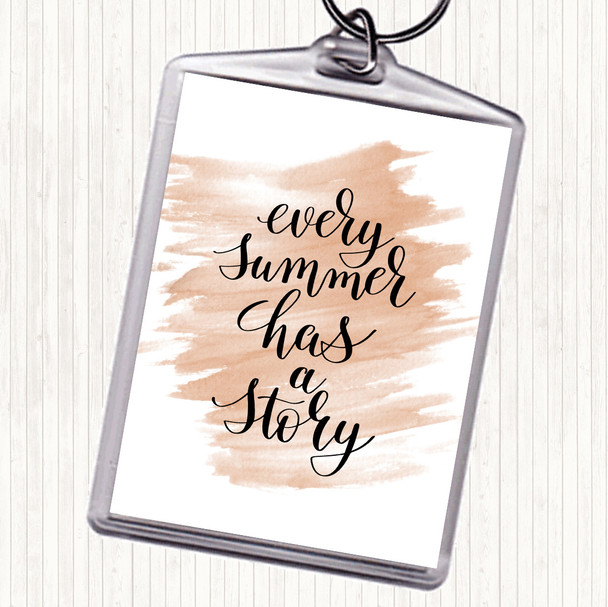 Watercolour Every Summer Story Quote Bag Tag Keychain Keyring