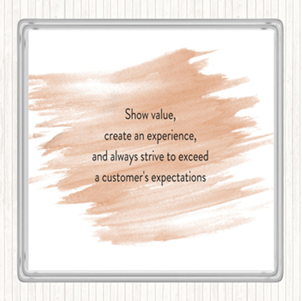 Watercolour Exceed Customers Expectations Quote Drinks Mat Coaster