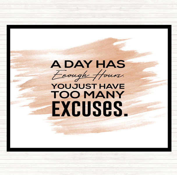 Watercolour Excuses Quote Dinner Table Placemat