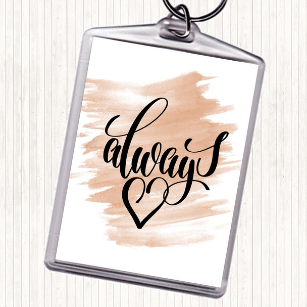 Watercolour Always Quote Bag Tag Keychain Keyring