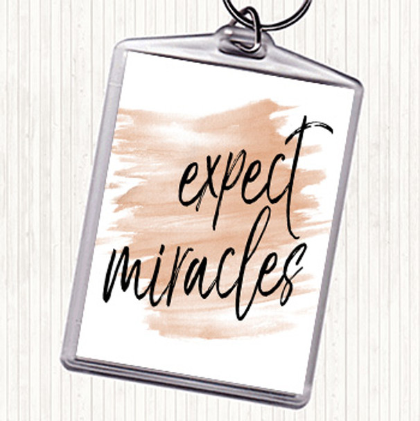 Watercolour Expect Miracles Quote Bag Tag Keychain Keyring