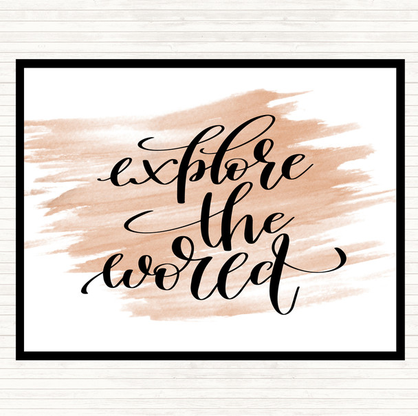 Watercolour Explore The World Quote Dinner Table Placemat