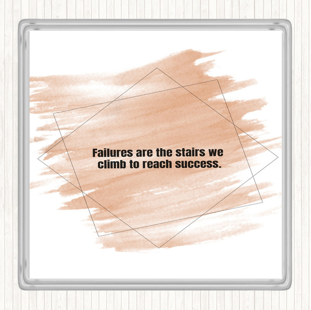 Watercolour Failures Stairs Success Quote Drinks Mat Coaster