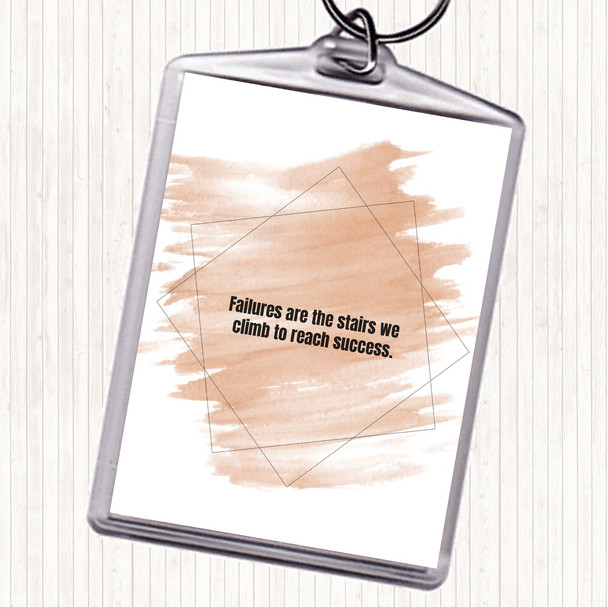 Watercolour Failures Stairs Success Quote Bag Tag Keychain Keyring