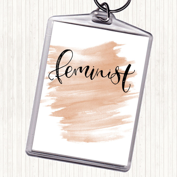 Watercolour Feminist Quote Bag Tag Keychain Keyring