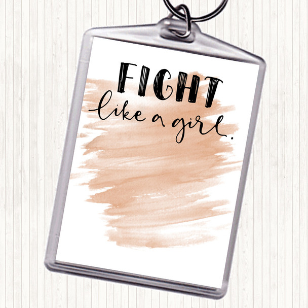 Watercolour Fight Like A Girl Quote Bag Tag Keychain Keyring