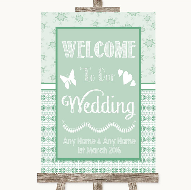 Winter Green Welcome To Our Wedding Personalised Wedding Sign
