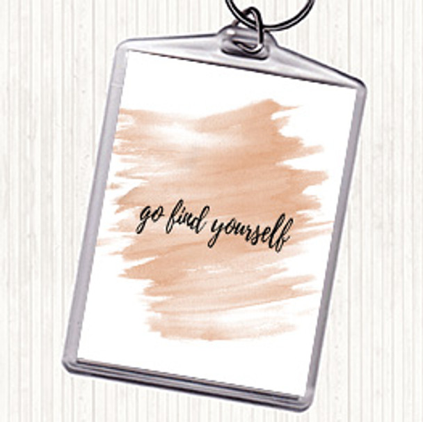 Watercolour Find Yourself Quote Bag Tag Keychain Keyring
