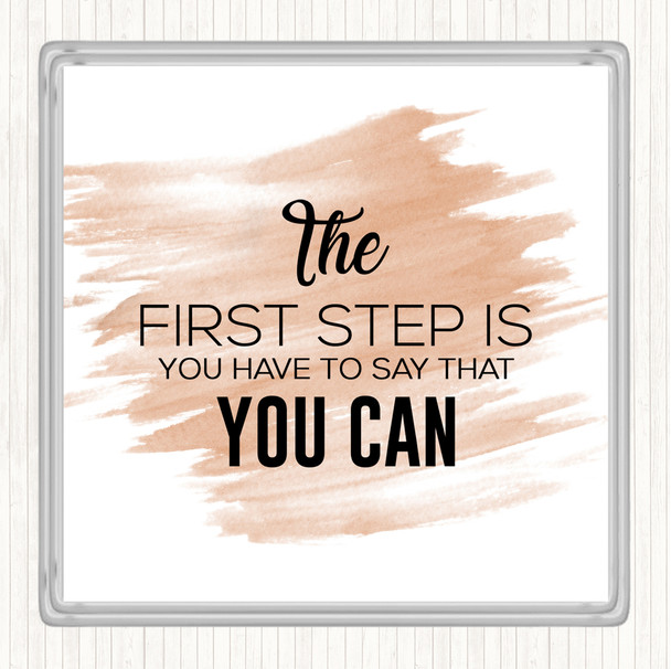 Watercolour First Step Quote Drinks Mat Coaster