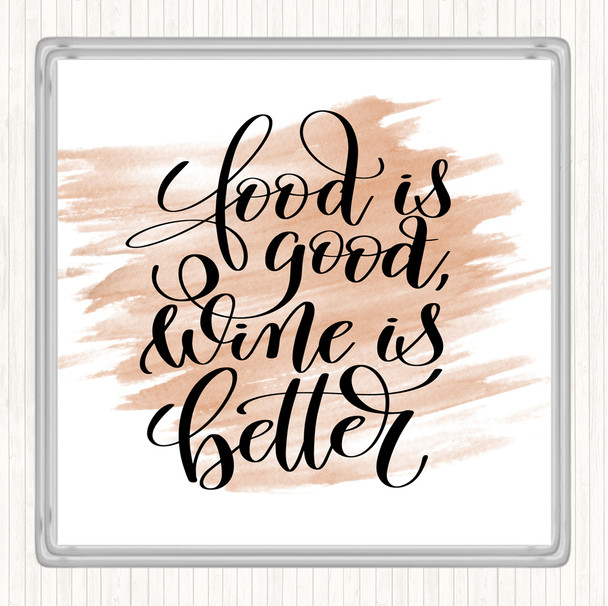 Watercolour Food Good Wine Better Quote Drinks Mat Coaster