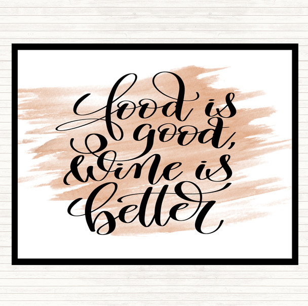 Watercolour Food Good Wine Better Quote Mouse Mat Pad