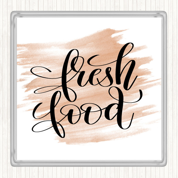 Watercolour Fresh Food Quote Drinks Mat Coaster