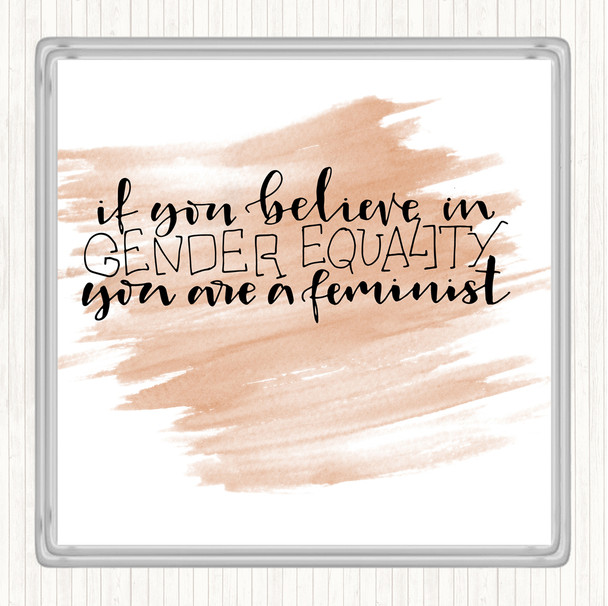 Watercolour Gender Equality Quote Drinks Mat Coaster