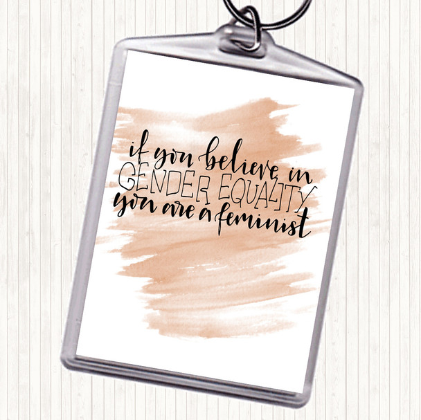 Watercolour Gender Equality Quote Bag Tag Keychain Keyring