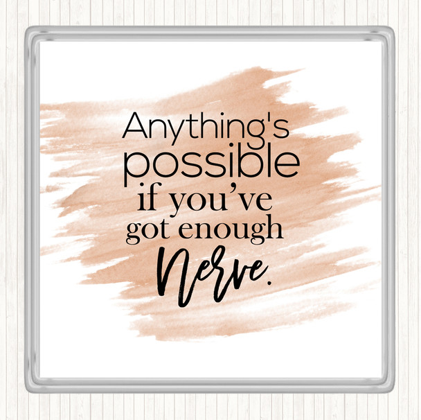 Watercolour Anything's Possible Quote Drinks Mat Coaster