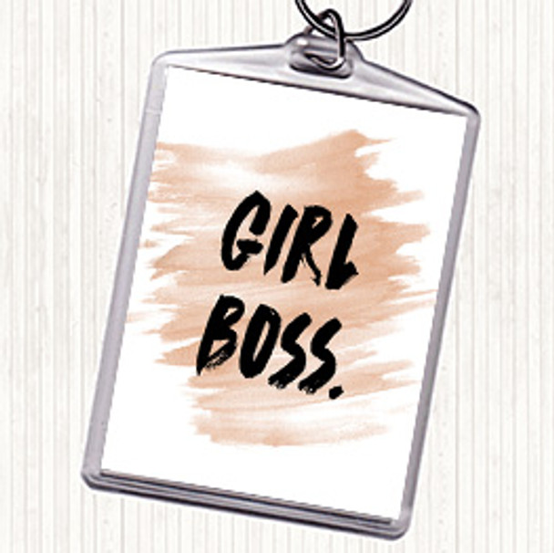 Watercolour Girl Boss Bold Quote Bag Tag Keychain Keyring